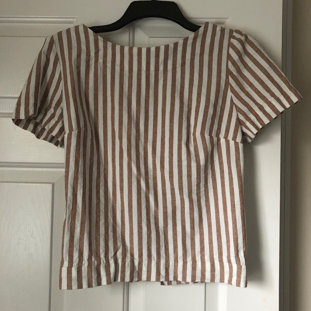 Hand made *new* from 1960s pattern. Stripe crop top shirt
